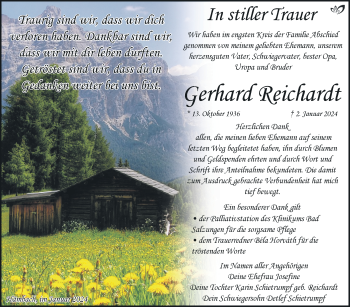 Traueranzeige von Gerhard Reichardt von Südthüringer Presse
