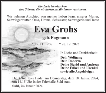 Traueranzeige von Eva Grohs von 80048