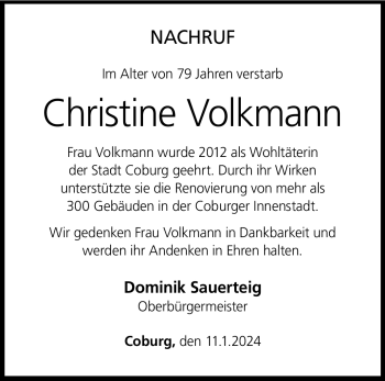 Traueranzeige von Christine Volkmann von 80048