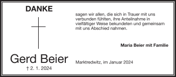 Traueranzeige von Gerd Beier von 80048