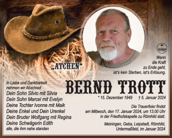 Traueranzeige von Bernd Trott von 80048