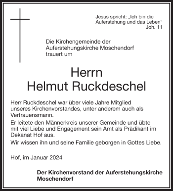 Traueranzeige von Helmut Ruckdeschel von 80048