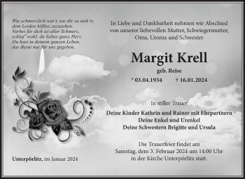 Traueranzeige von Margit Krell von Südthüringer Presse