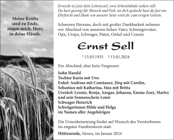 Traueranzeige von Ernst Sell von 80048