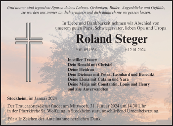 Traueranzeige von Roland Steger von 80048