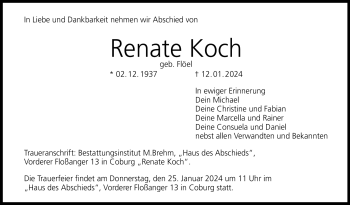 Traueranzeige von Renate Koch von 80048