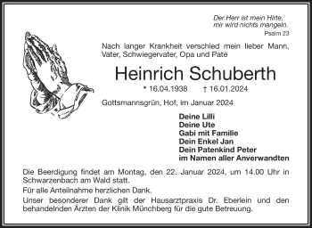 Traueranzeige von Heinrich Schuberth von 80048