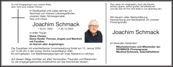 Traueranzeige von Joachim Schmack von 80048