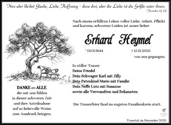 Traueranzeige von Erhard Heymel von 80048