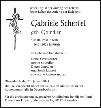 Traueranzeige von Gabriele Schertel von 80048
