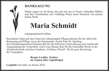 Traueranzeige von Maria Schmidt von 80048