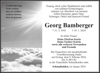 Traueranzeige von Georg Bamberger von Südthüringer Presse