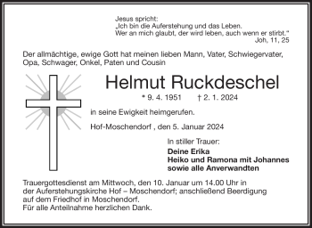 Traueranzeige von Helmut Ruckdeschel von 80048