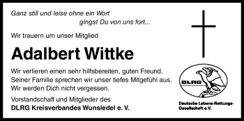 Traueranzeige von Adalbert Wittke von 80048