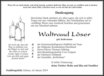 Traueranzeige von Waltraud Löser von 80048