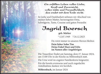 Traueranzeige von Ingrid Boersch von 80048