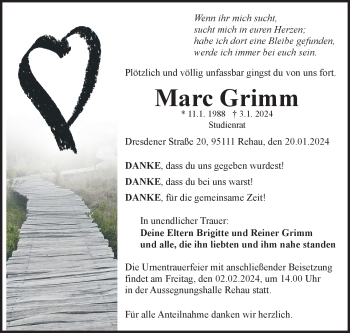 Traueranzeige von Marc Grimm von 80048