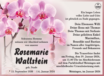 Traueranzeige von Rosemarie Wallstein von 80048