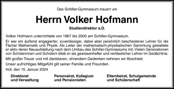Traueranzeige von Volker Hofmann von 80048