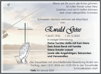 Traueranzeige von Ewald Göse von 80048