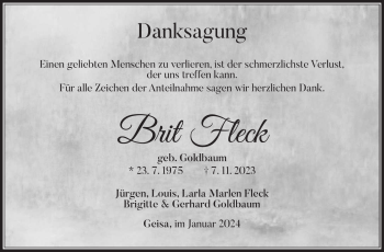 Traueranzeige von Brit Fleck von 80048