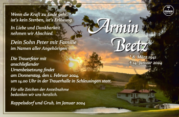 Traueranzeige von Armin Beetz von 80048