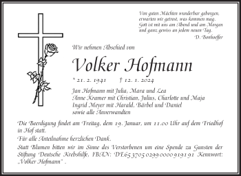 Traueranzeige von Volker Hofmann von 80048
