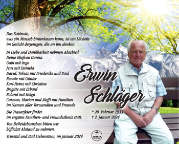 Traueranzeige von Erwin Schläger von 80048