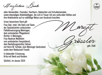 Traueranzeige von Margit Grössler von 80048