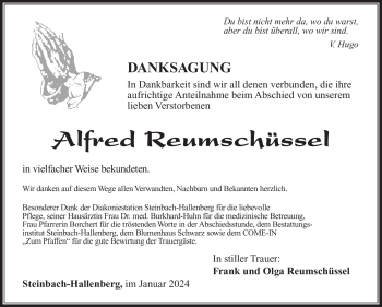 Traueranzeige von Alfred Reumschüssel von 80048