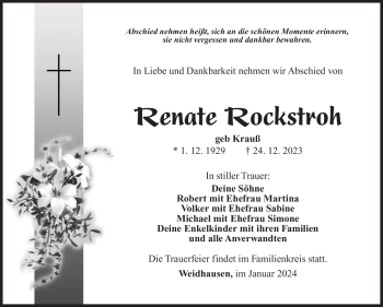 Traueranzeige von Renate Rockstroh von 80048