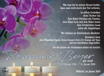 Traueranzeige von Rosemarie Beyer von 80048