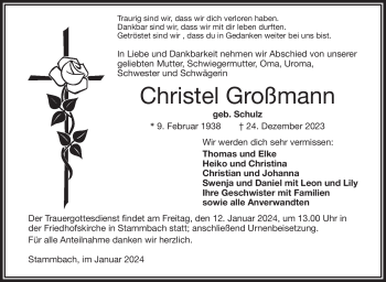 Traueranzeige von Christel Großmann von 80048