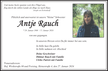 Traueranzeige von Antje Rauch von Frankenpost