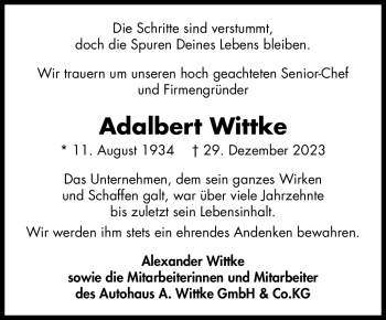 Traueranzeige von Adalbert Wittke von 80048