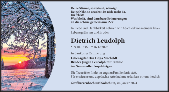 Traueranzeige von Dietrich Leudolph von 80048
