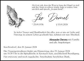 Traueranzeige von Leo Demel von 80048