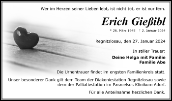 Traueranzeige von Erich Gießibl von Frankenpost