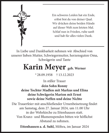 Traueranzeige von Karin Meyer von 80048