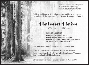 Traueranzeige von Helmut Heim von 80048