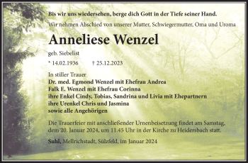 Traueranzeige von Anneliese Wenzel von 80048