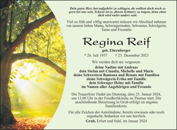 Traueranzeige von Regina Reif von 80048