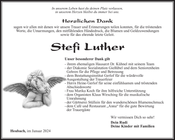 Traueranzeige von Stefi Luther von 80048