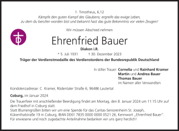 Traueranzeige von Ehrenfried Bauer von 80048