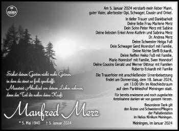 Traueranzeige von Manfred Merz von 80048