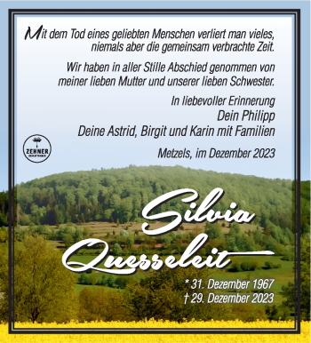 Traueranzeige von Silvia Quesseleit von 80048