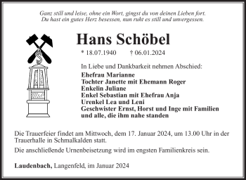 Traueranzeige von Hans Schöbel von 80048