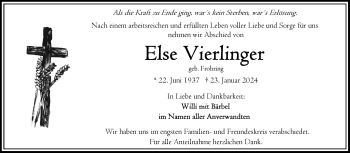 Traueranzeige von Else Vierlinger von Frankenpost