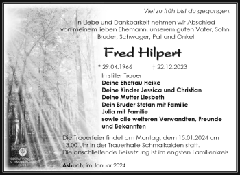 Traueranzeige von Fred Hilpert von 80048