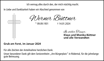 Traueranzeige von Werner Büttner von 80048